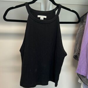 high neck black tank top